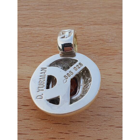 David Yurman Sterling Silver 14K Yellow Gold Citrine Cookie Pendant - Picture 7 of 7